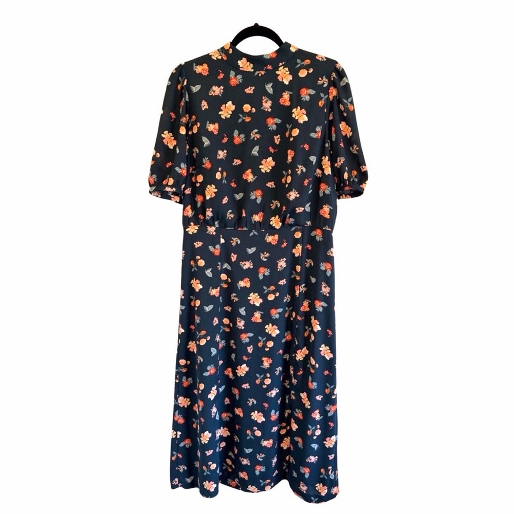 Ann Taylor Teal Greenish Blue Midi Dress with Floral Print